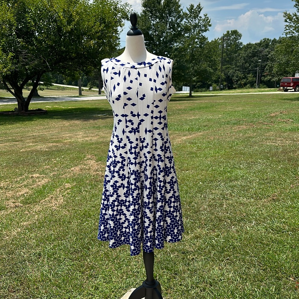 Blue and white dress